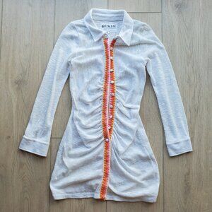 Pitusa Sheer White Long Sleeve Mini Dress